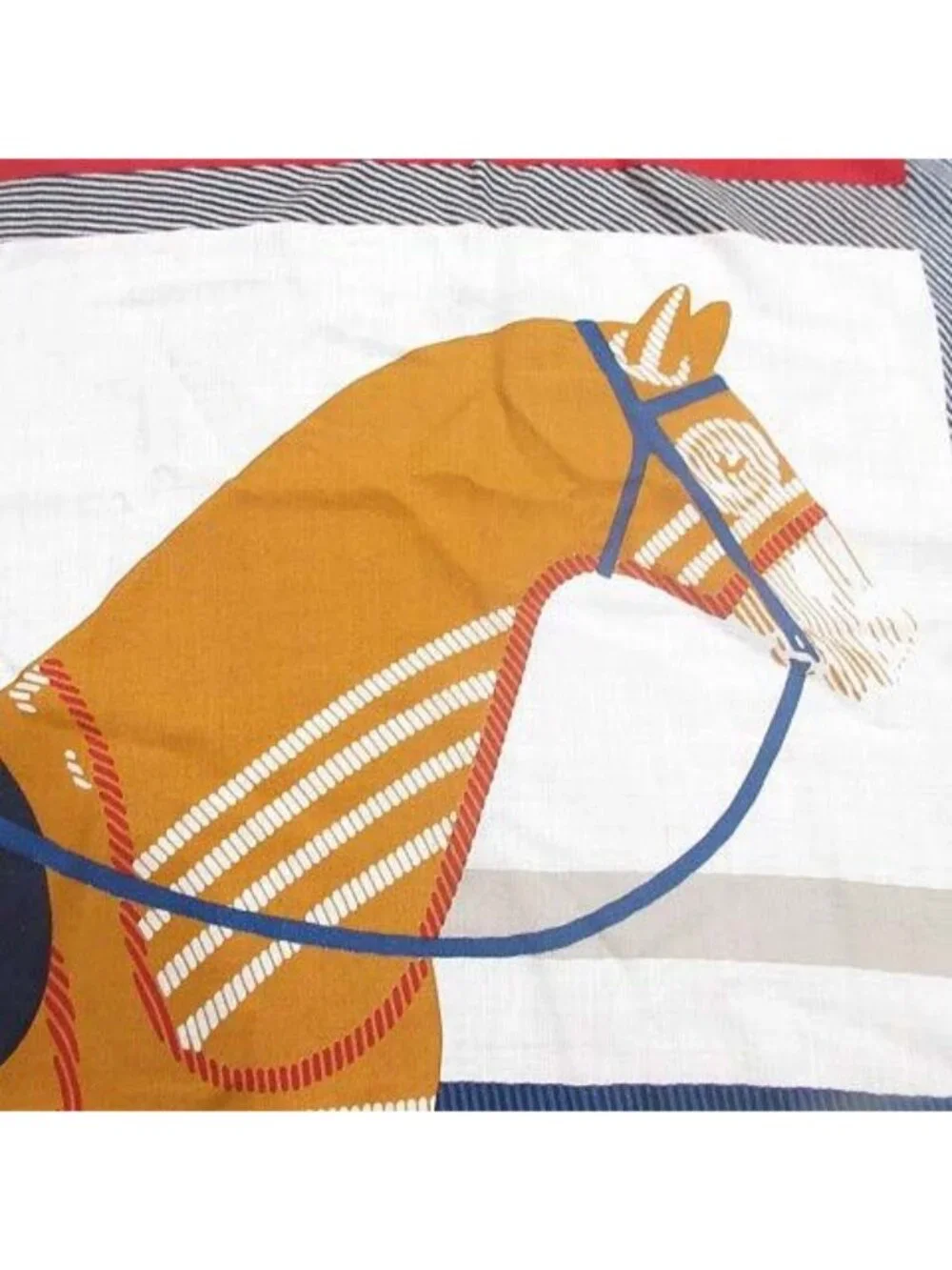Hermes Carre 100 Horse Wear Scarf Shawl Cashmere Beige